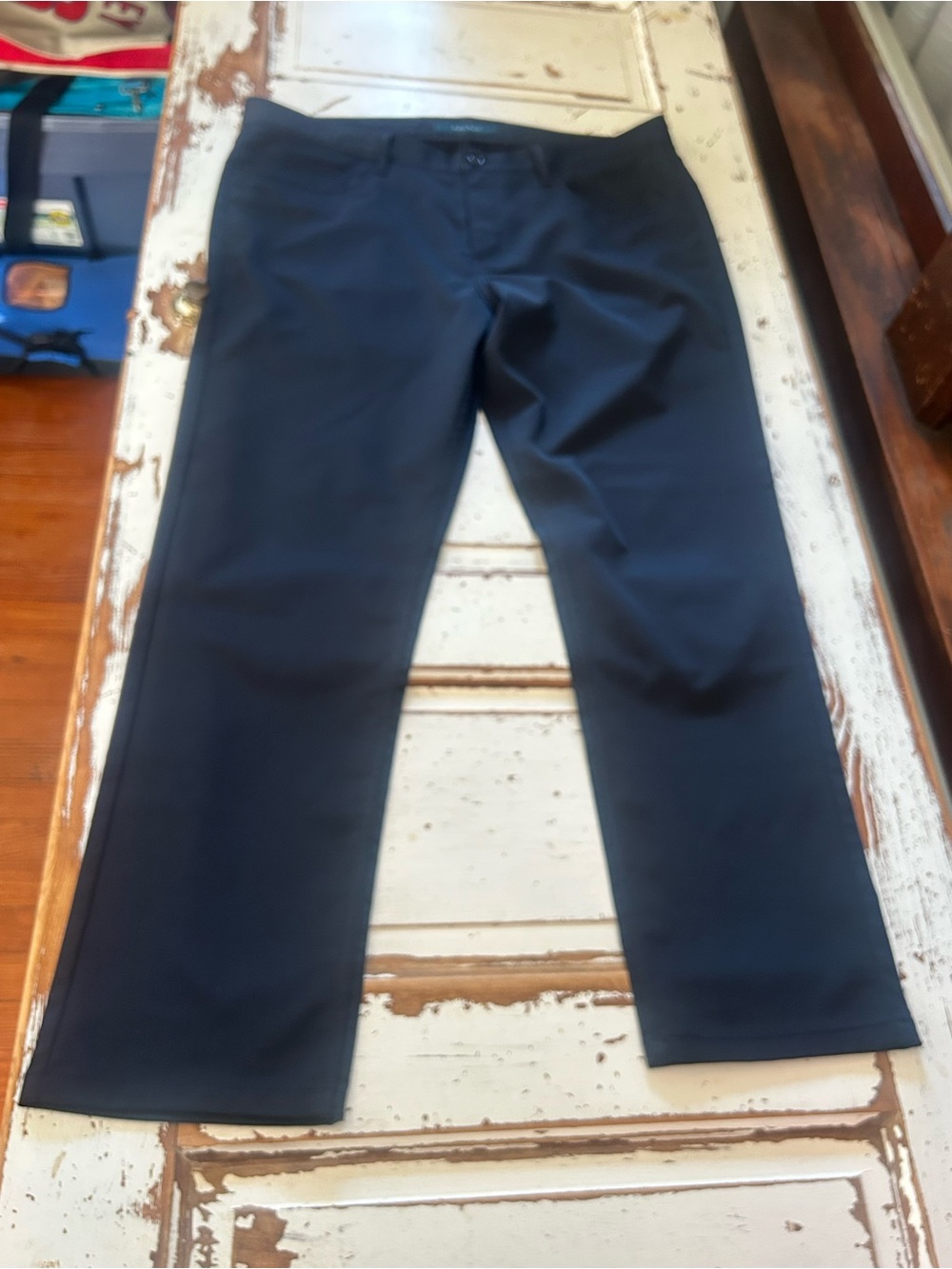 Perry Ellis Mens Dark Blue Slim Fit Stretch Dress Pants Slacks Trousers 38x30